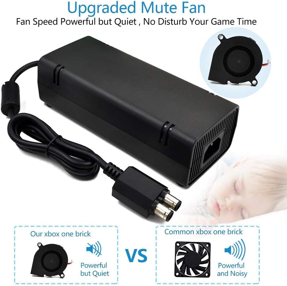 AC Adapter for Xbox 360 Slim, Power Supply with Cord Replacement Charger Power Brick for Xbox 360 Slim Console