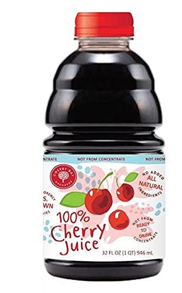 Cherry Bay Orchards Tart Cherry Juice, 32 oz Bottle - 100% Natural Cherry Juice Promotes Health and Wellbeing - Not from Concentrate