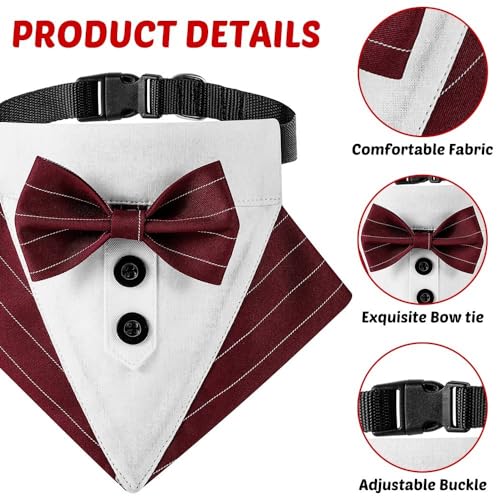 Dog Bowtie Bandana, Adjustable Formal Dogs Tuxedo Collar with Bow Tie Pet Bowtie Collar for Boy Dog Wedding Grooming Birthday Party