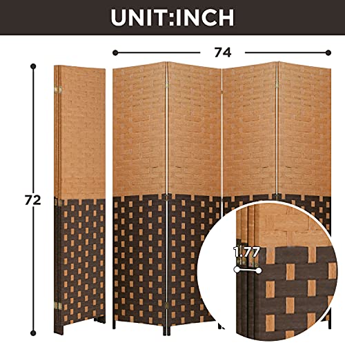 Wood Mesh Woven Design 4 Panel Folding Wooden Screen Room Divider
