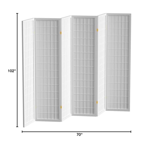 Red Lantern 6 ft. Tall Window Pane Shoji Screen-Natural-4 Panels Room Divider