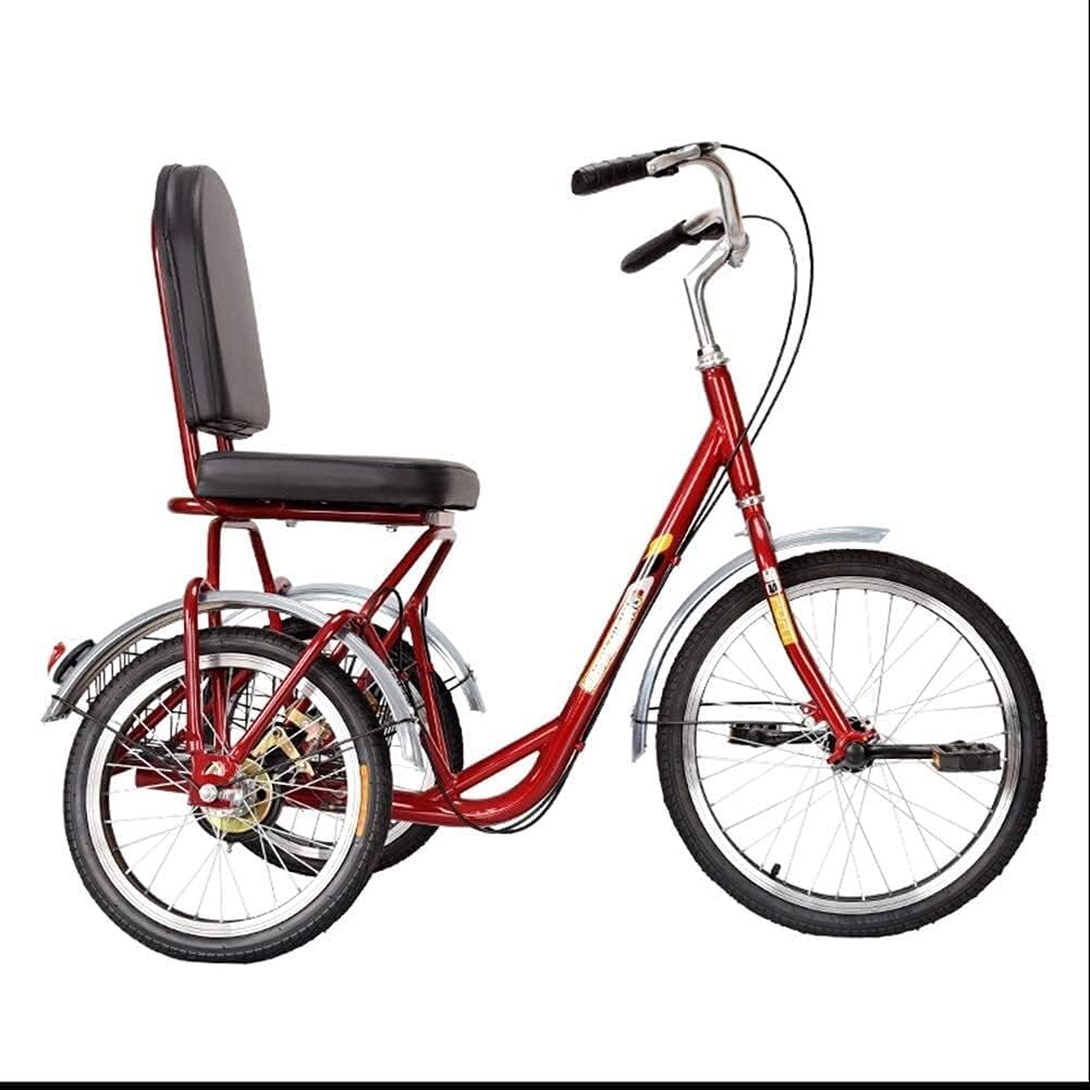 Adults Tricycle 3 Wheel Cruiser Trike Bikes, Safe Fast Shipment Adult Tricycles Single Speed 20Inch 3 Wheel Bikes Bicycles with Rear Shopping Basket for Se