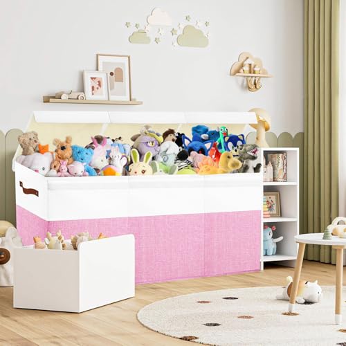 Large Toy Box Chest,Toy Storage Organizer,Storage Bins with Lids,Stuffed Animal Storage,Toy Bins for Kids,Toddlers,Baby,Girls,Nursery,Living room,playroom(Grey)