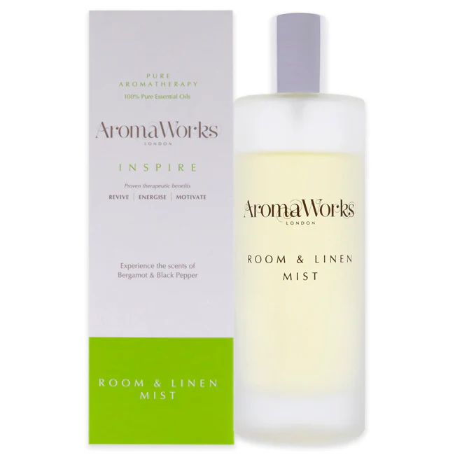 Inspire Room and Linen Mist by Aromaworks for Unisex - 3.38 oz Room Spray