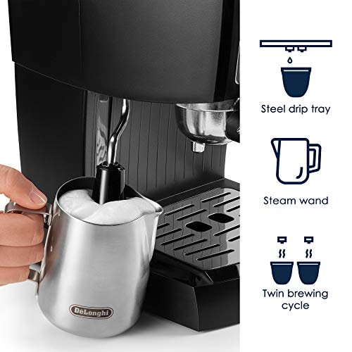 DeLonghi EC155M Manual Espresso Machine, Cappuccino Maker, 1000ml