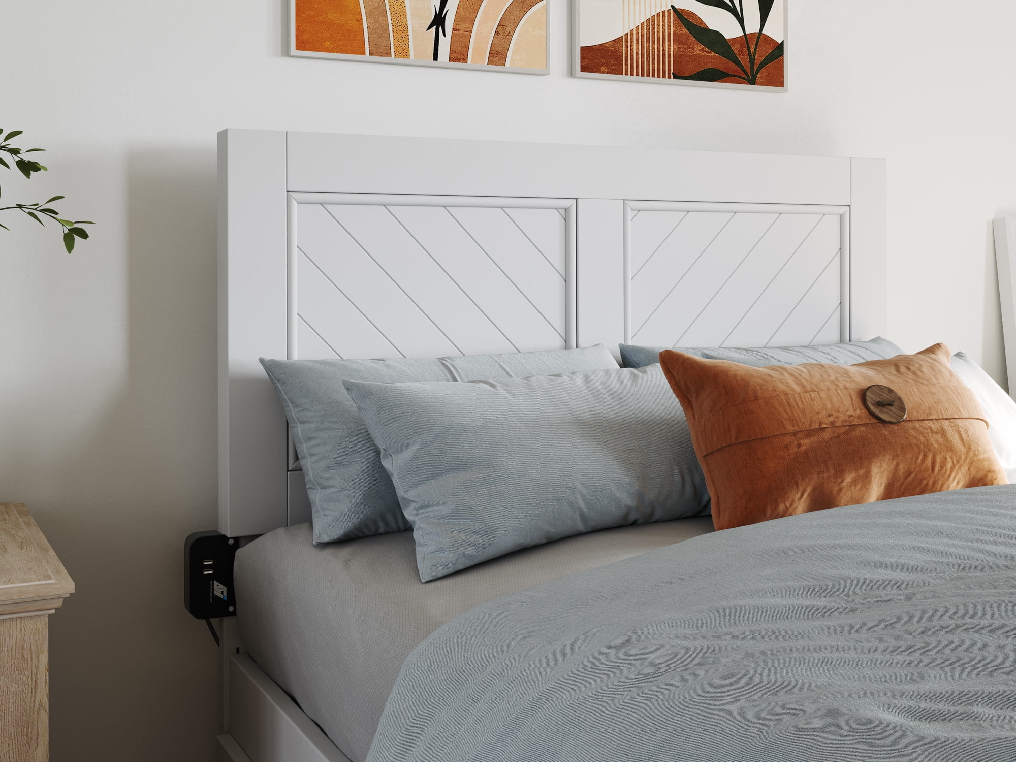 AFI Canyon White Solid Wood Rustic Farmhouse Headboard, Twin