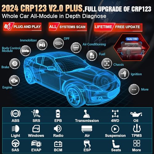 LAUNCH CRP123 OBD2 Scanner-2024 Newest Model Engine/ABS/SRS/Transmission Diagnostic Scan Tool SRS Airbag Code Reader,Lifetime Free Update