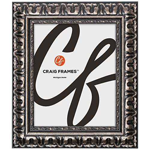 Craig Frames Bravado, 8x10 Picture Frame, Antique Silver