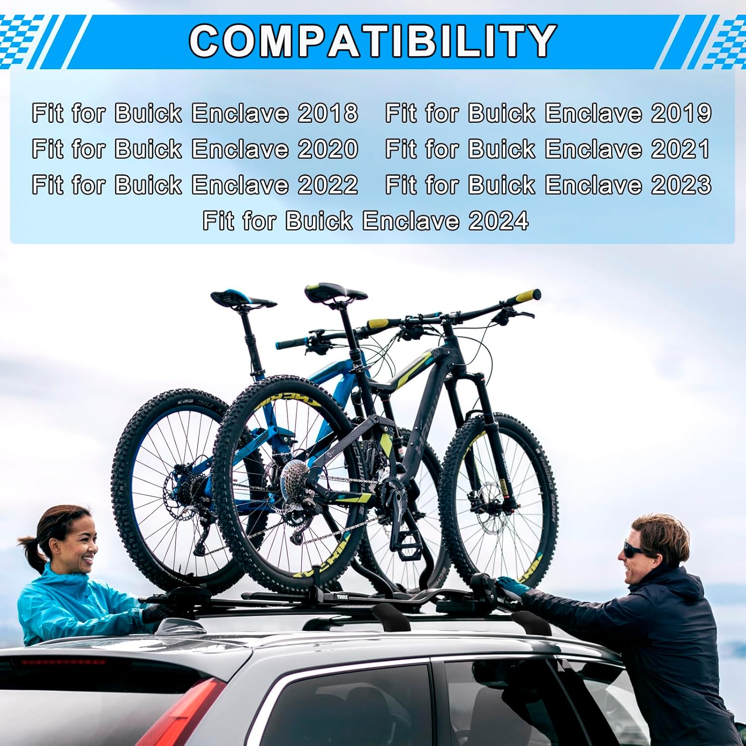 220LBS Roof Rack Cross Bars Fit for Buick Enclave 2018 2019 2020 2021 2022 2023 2024, Aluminum Anti-Corrosion Heavy Duty Cross Rails for Kayak Snowboard Surfboard Bike Camping Gear Rooftop Accessories