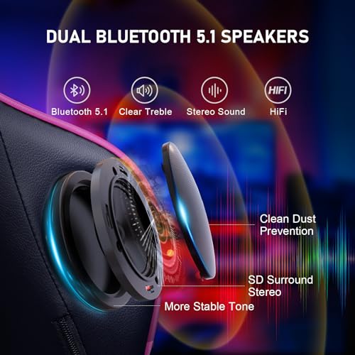 GTRACING Gaming Chair with Footrest Speakers Video Game Chair Bluetooth Music Heavy Duty Ergonomic Computer Office Desk Chair