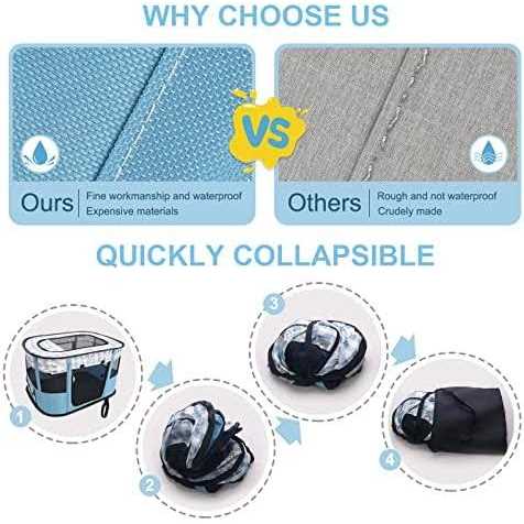 Carroza Portable Foldable Pet Playpen Collapsible Crates Kennel Playpen for Dog cat and Rabbit &Travel Playpen Outdoor or Indoor - Pet Supplies online store