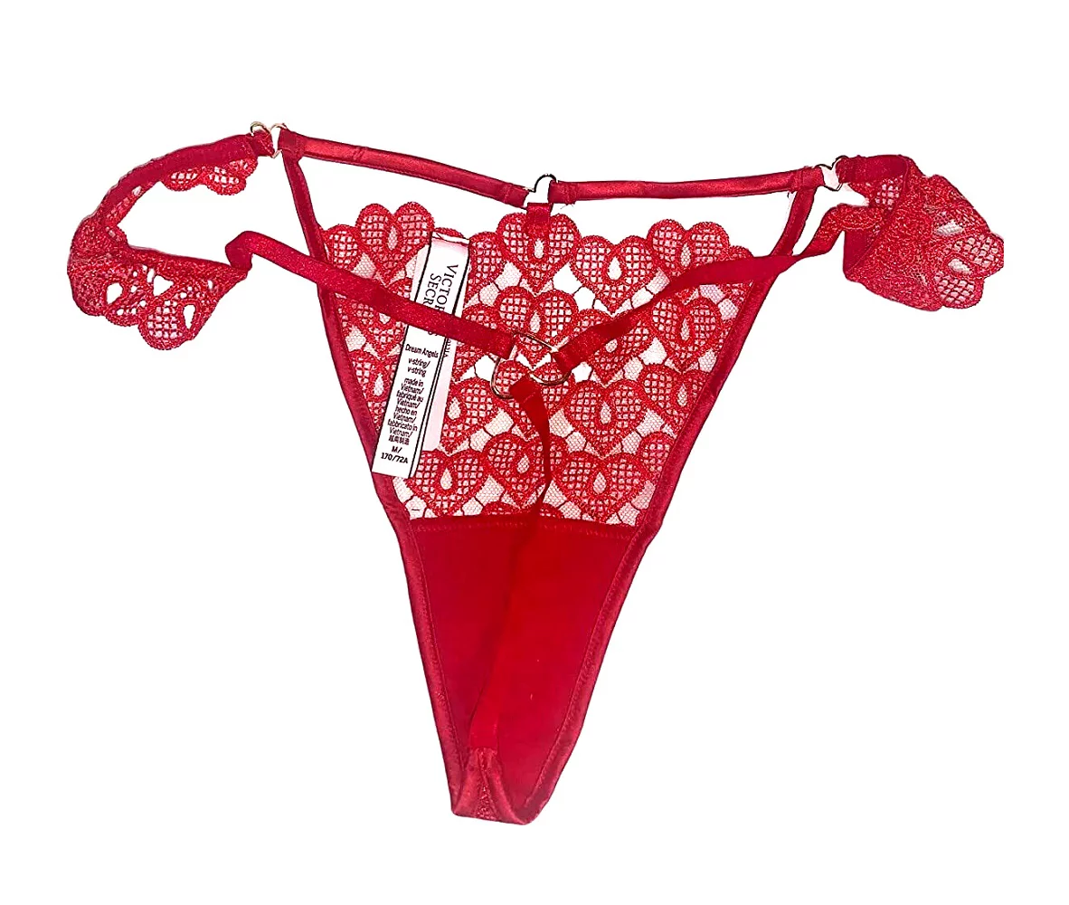Victoria's Secret Dream Angels Sweetheart Lace V-String Panty Red Size X-Large NWT