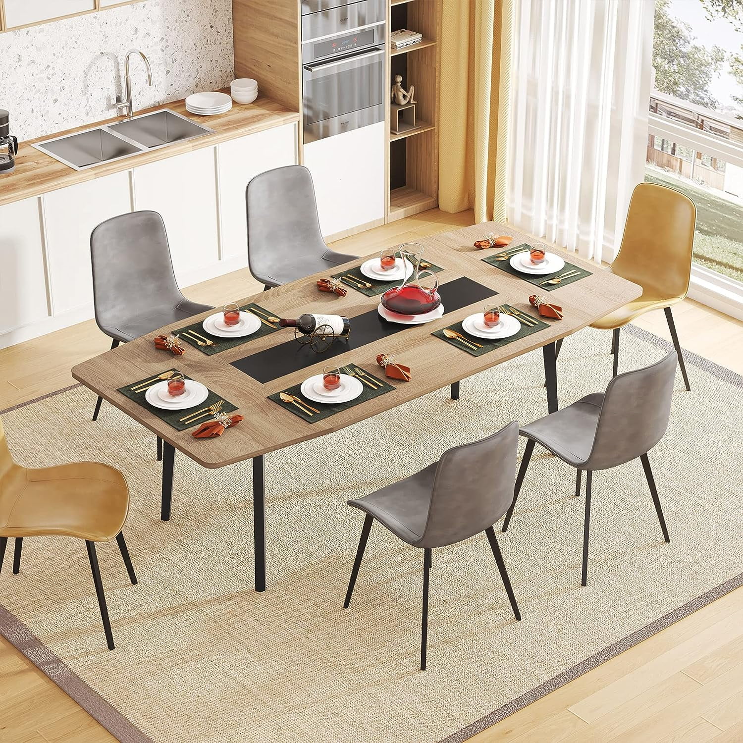 Tribesigns Modern Dining Table for 6-8 People, 70.8 Inch Rectangle Kitchen Table