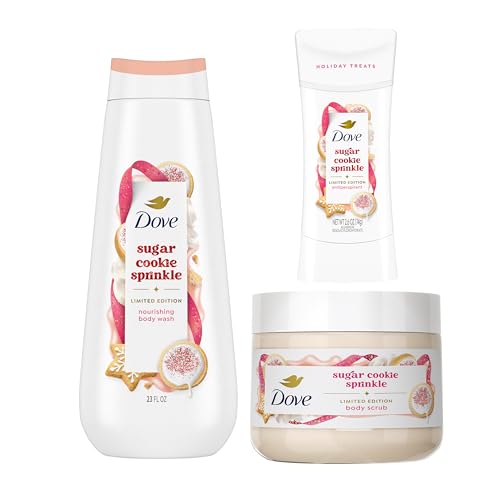 Dove Limited Edition Holiday Treats Mixed 3 Count Sugar Cookie Sprinkle Value Pack for Hydrated & Soft Skin
