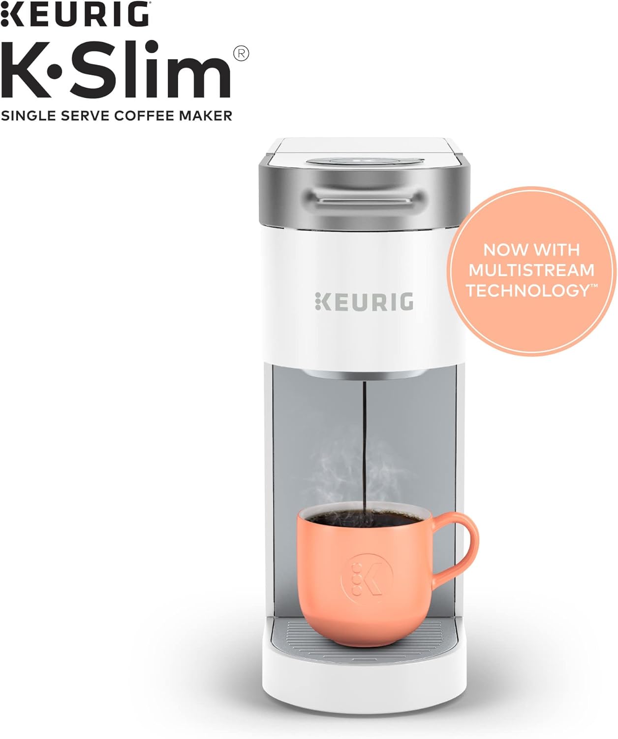 Keurig K- Slim Single Serve K-Cup Pod Coffee Maker, Multistream Technology, White & K-Mini Single Serve Coffee Maker, Black
