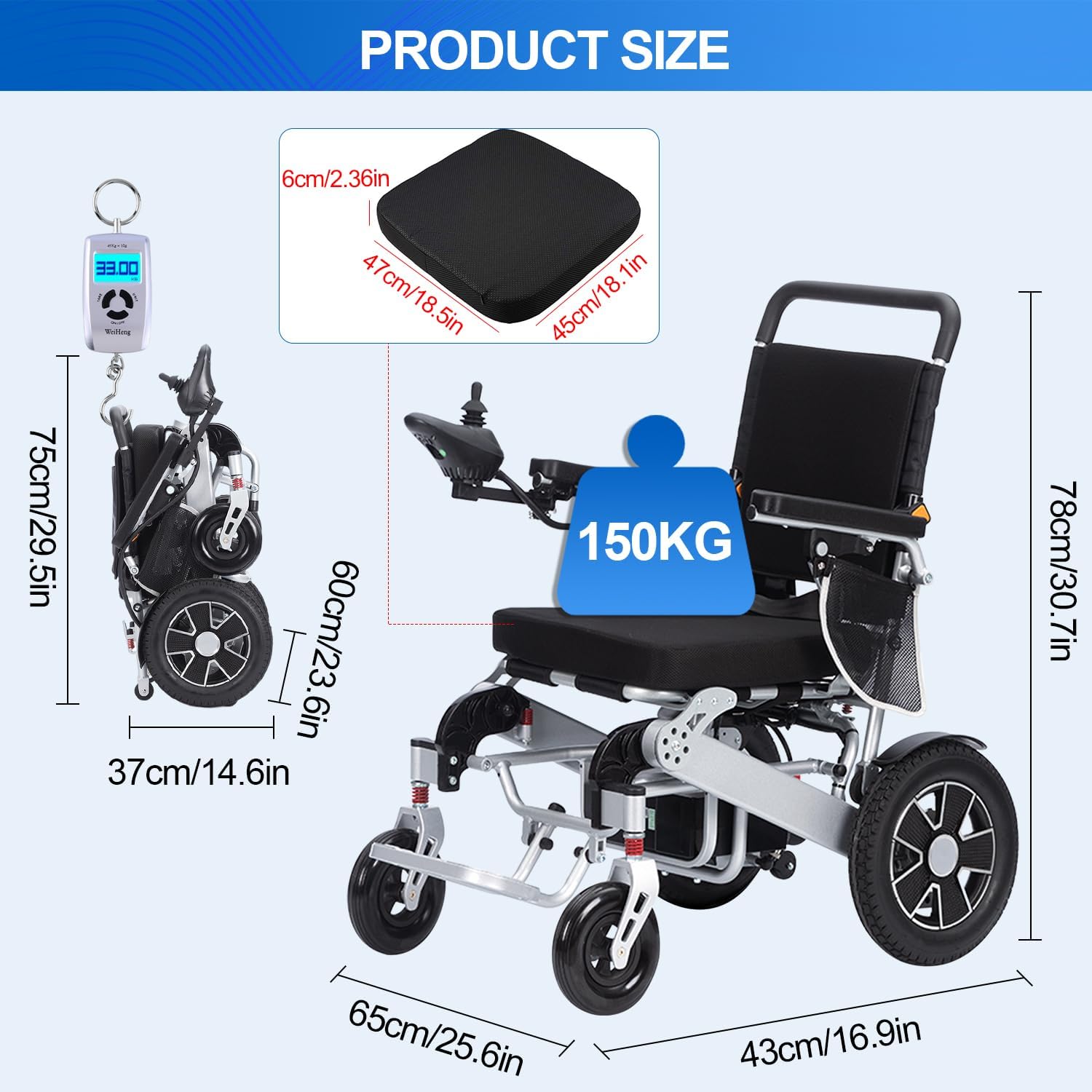 Electric Wheelchairs for Adults Intelligent Lightweight Foldable Electric Wheelchairs Power Wheelchairs for Seniors Compact Portable Airline Approved All Terrain Motorized Wheelchair
