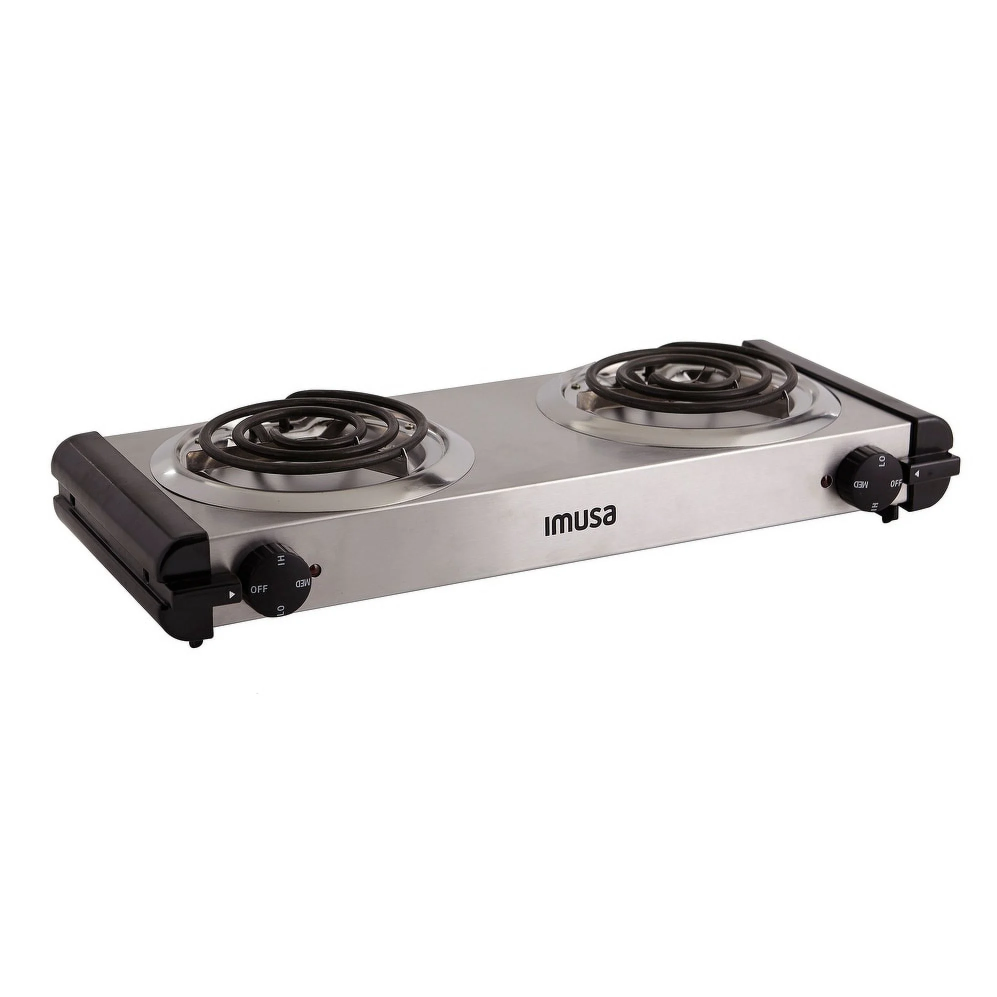IMUSA GAU-80312 Electric Stainless Steel Double Burner 1500-Watts, Silver