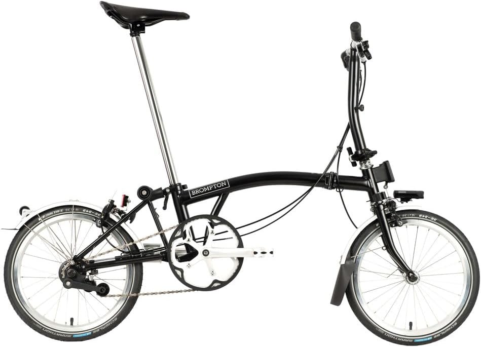 Brompton C Line 2 Speed Folding Bike with Battery Lighting - Mid (Black)