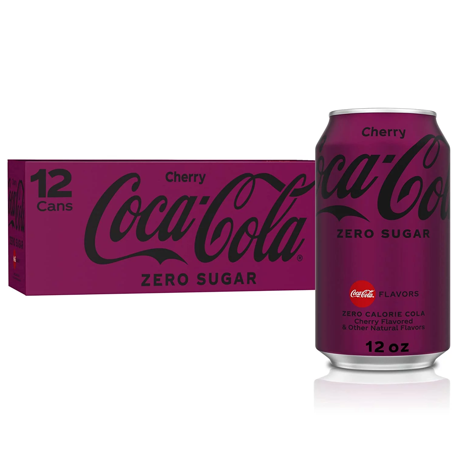 Coca-Cola Cherry Zero Sugar Soda 12oz Cans, 18 Units