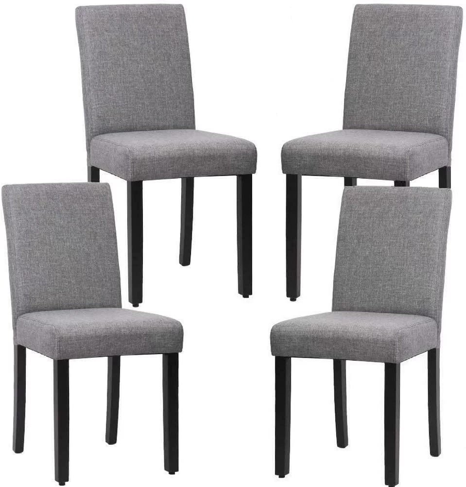 Dkelincs Dining Chairs Set of 4 Dining Room Chairs Urban Style Fabric Padded Parsons Chair Armless Kitchen Chairs with Solid Wooden Legs, Gray