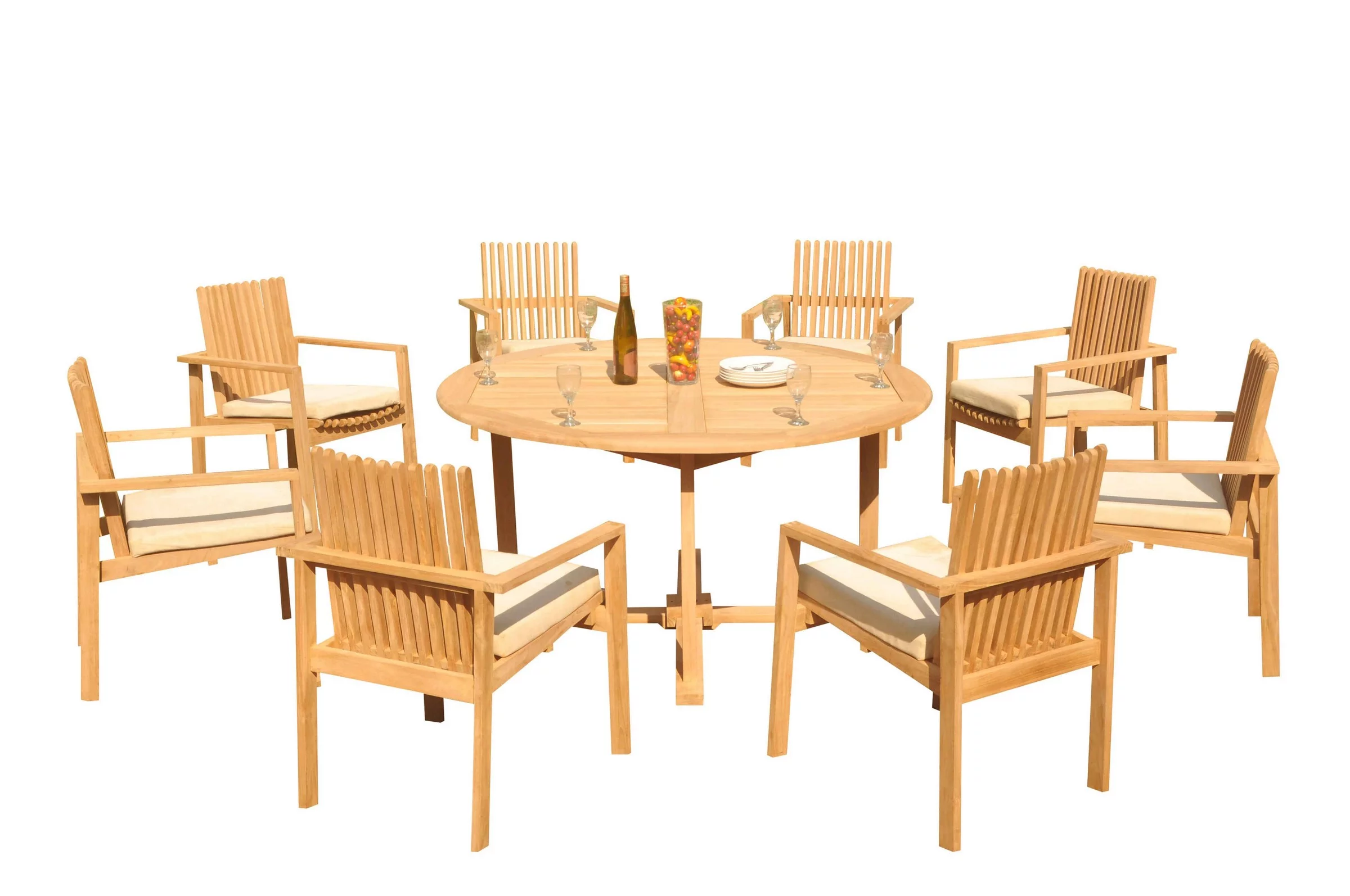 Grade-A Teak Dining Set: 7 Seater 8 Pc: 60