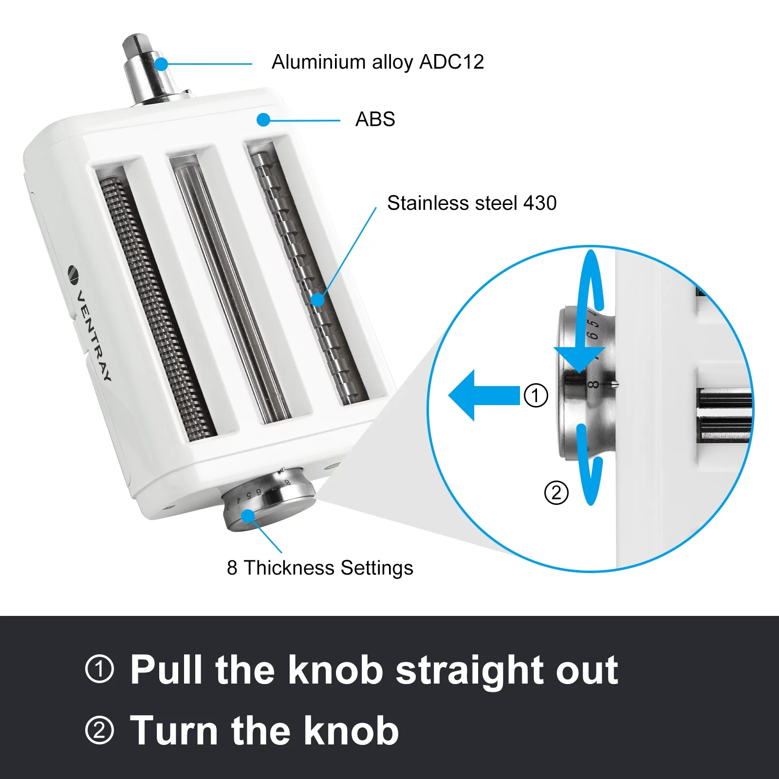 Stand Mixer with 3in1 Pasta Maker Attachment Machine, Included Pasta Sheet Roller, Spaghetti Cutter, Fettuccine Cutter, 6.35Qt Multifunctional Kitchen Mixer by Ventray, Holiday Gift