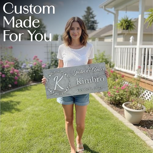 Personalized Wooden Monogram Family Sign with Couples Names, Custom Name Sign, Unique Wedding Gift for Couples, Rustic Established Date Plaque, Gifts for Wife