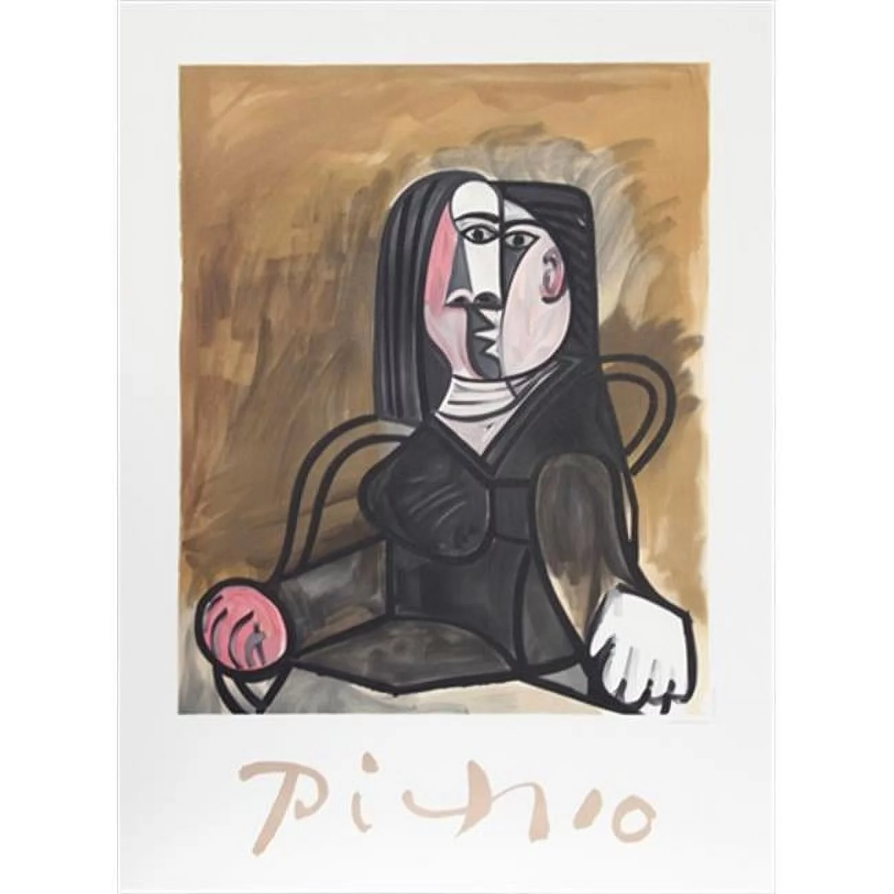 Pablo Picasso  Femme Assise dans un Fateuil - Brown- Black- Pink