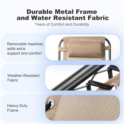 Nazhura Set of 2 Relaxing Recliners Patio Chairs Adjustable Steel Mesh Zero Gravity Lounge Chair Beach Chairs with Pillow and Cup Holder (Dark Green)