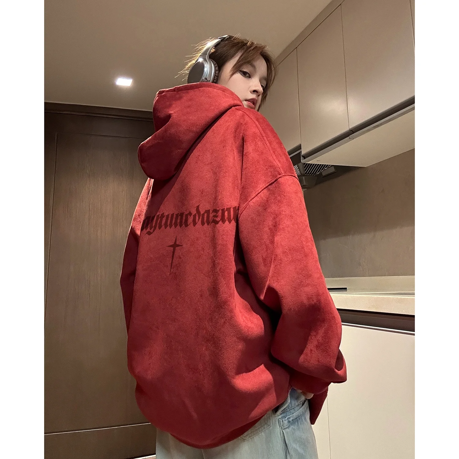 Spring Suede Hoodie Couple'S Hooded Sweatshirt Black 3Xl