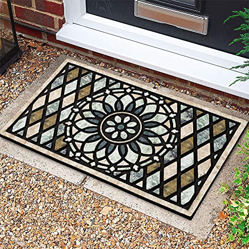 CHICHIC Welcome Door Mat 17x 30 Inch Front Doormat Outdoors for Home Entrance Outdoors Mat for Outside Entry Way Doormat Entry Rugs, Heavy Duty Non Slip Rubber Back Low Profile, Flower