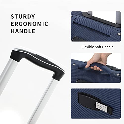 Merax Suitcase Set Softside 3-Piece Expandable Luggage with TSA Lock Spinner Wheels Lightweight Upright Luggage with Travel Bag(22/26/30 IN, Deep Blue)