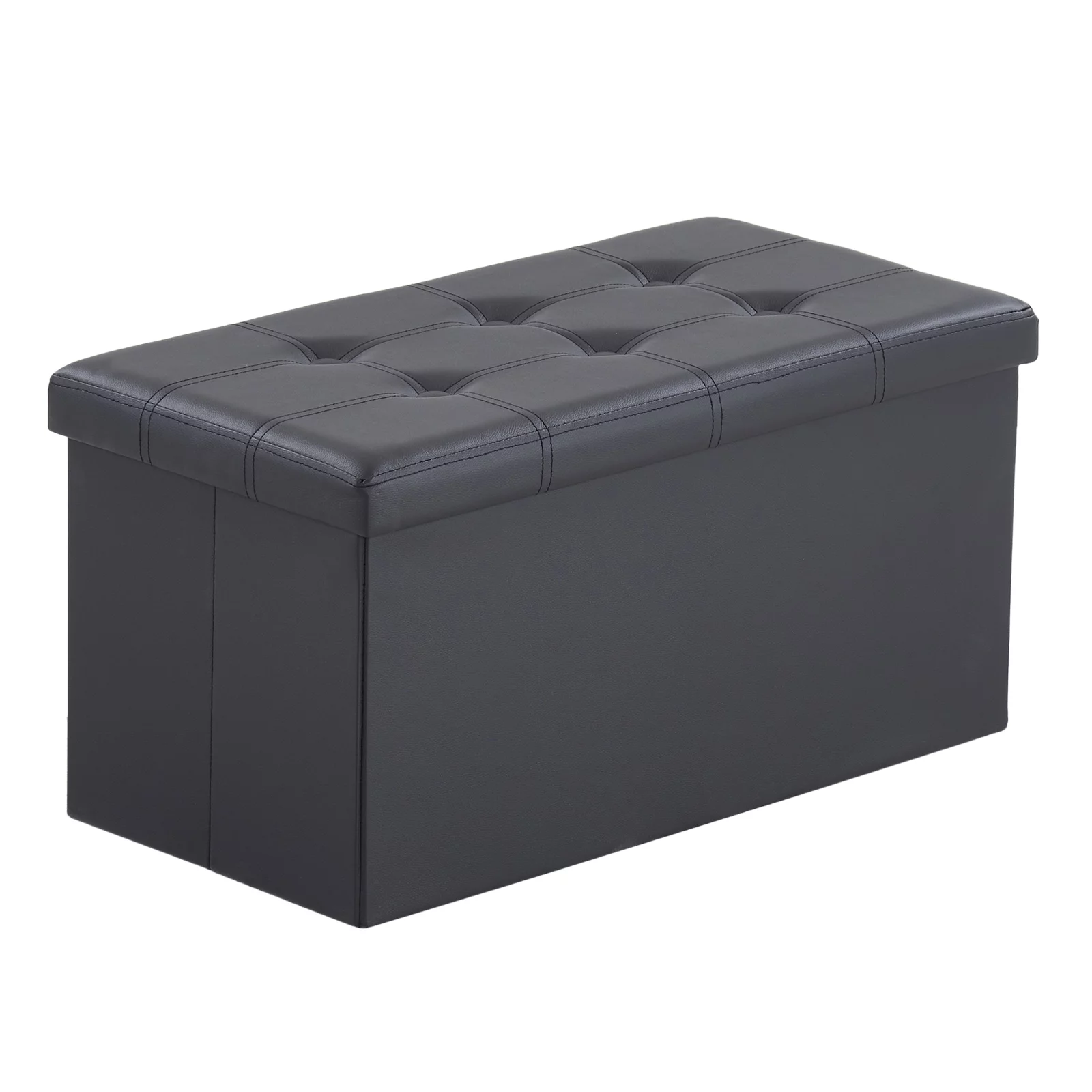 30 inches Folding Storage Ottoman Bench, Storage Chest, Foot Rest Stool,Black
