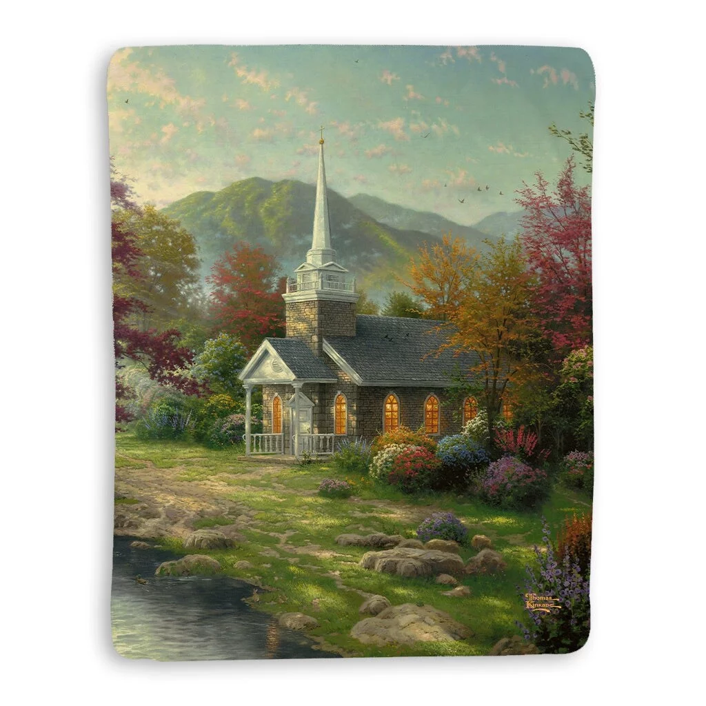 Laural Home LLC Thomas Kinkade Streams of Living Water Sherpa Throw Blanket By Laural Home