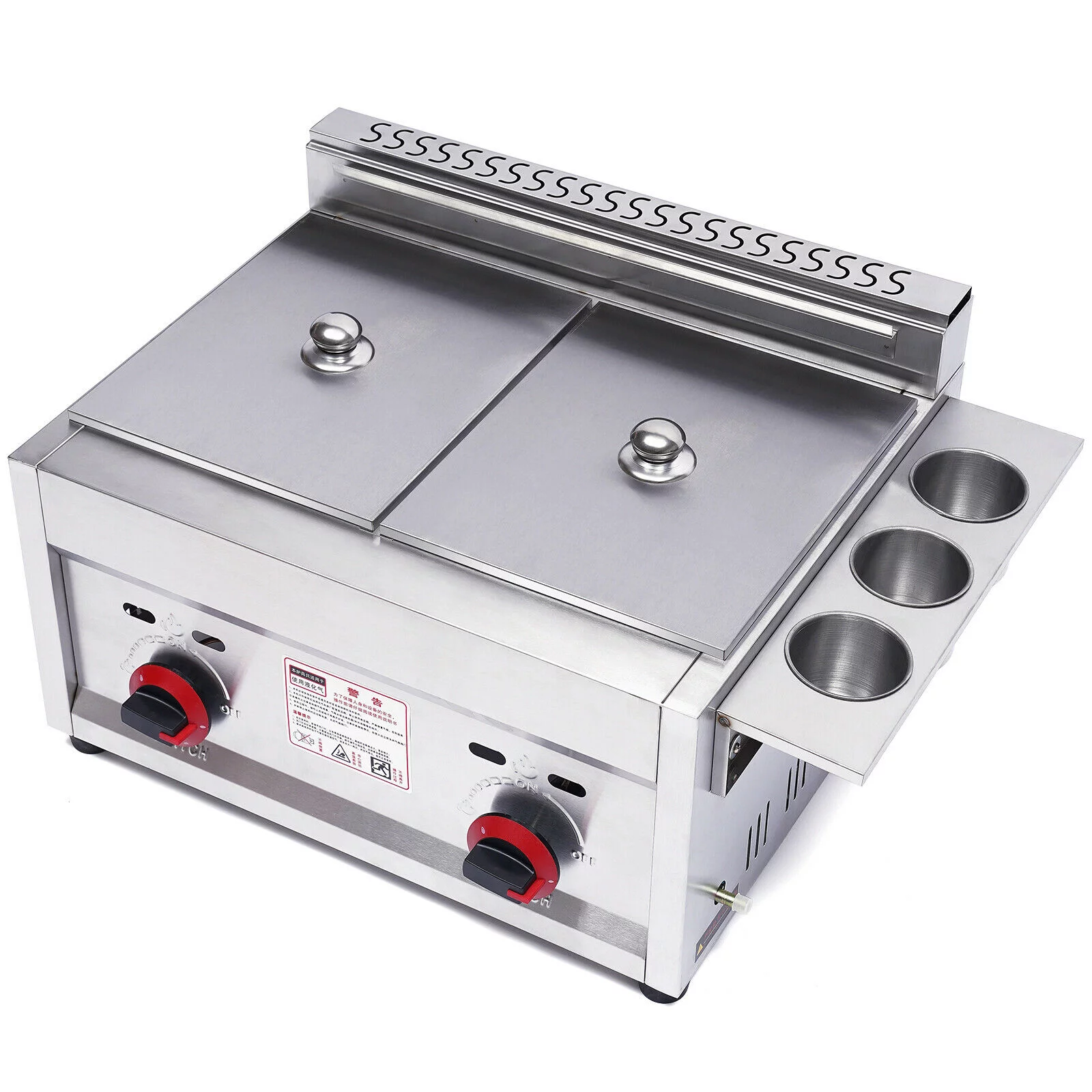 TFCFL 2*6L Commercial Countertop Gas Deep Fryer Round Infrared Oven with 2 Frying Basket 18000Btu/hr