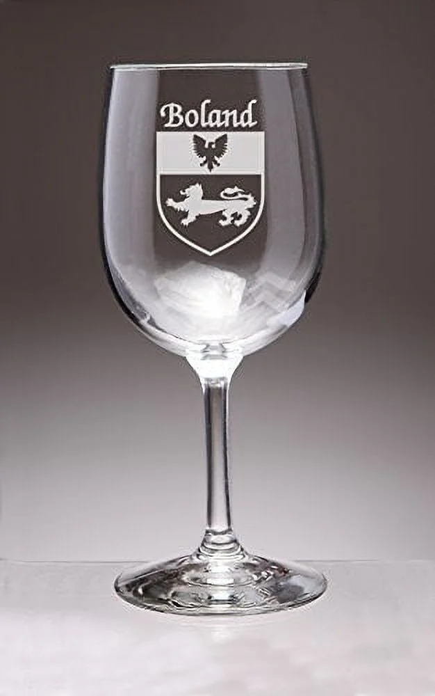 Boland Irish Coat of Arms Wine Glasses - Set of 4 (Sand Etched)