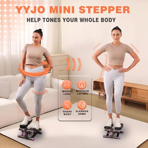 Steppers for Exercise at Home, Mini Stepper with Resistance Bands Quiet Portable Stair Stepper for Buttocks Lifting and Body Shaping