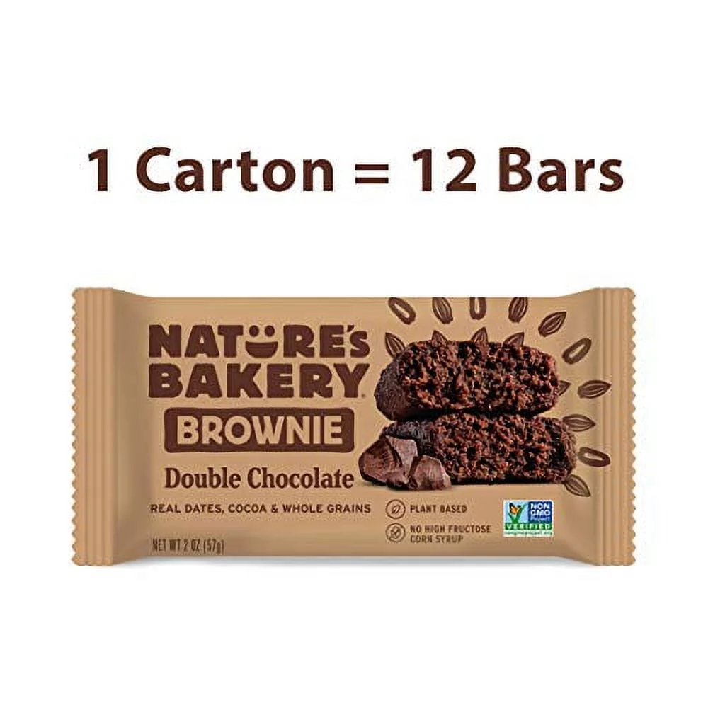 Nature’s Bakery Whole Wheat Fig Bars, Double Chocolate Brownie, Real Fruit, Vegan, Non-GMO, Snack bar, 1 box with 12 twin packs (12 twin packs)