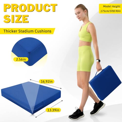 2 Pcs Stadium Seat Cushions Water-Repellent Bleacher Seat Cushions Indoor & Outdoor Seat Cushion for Bleachers Portable Stadium Cushion for Sports Events, Office Chairs, Beaches