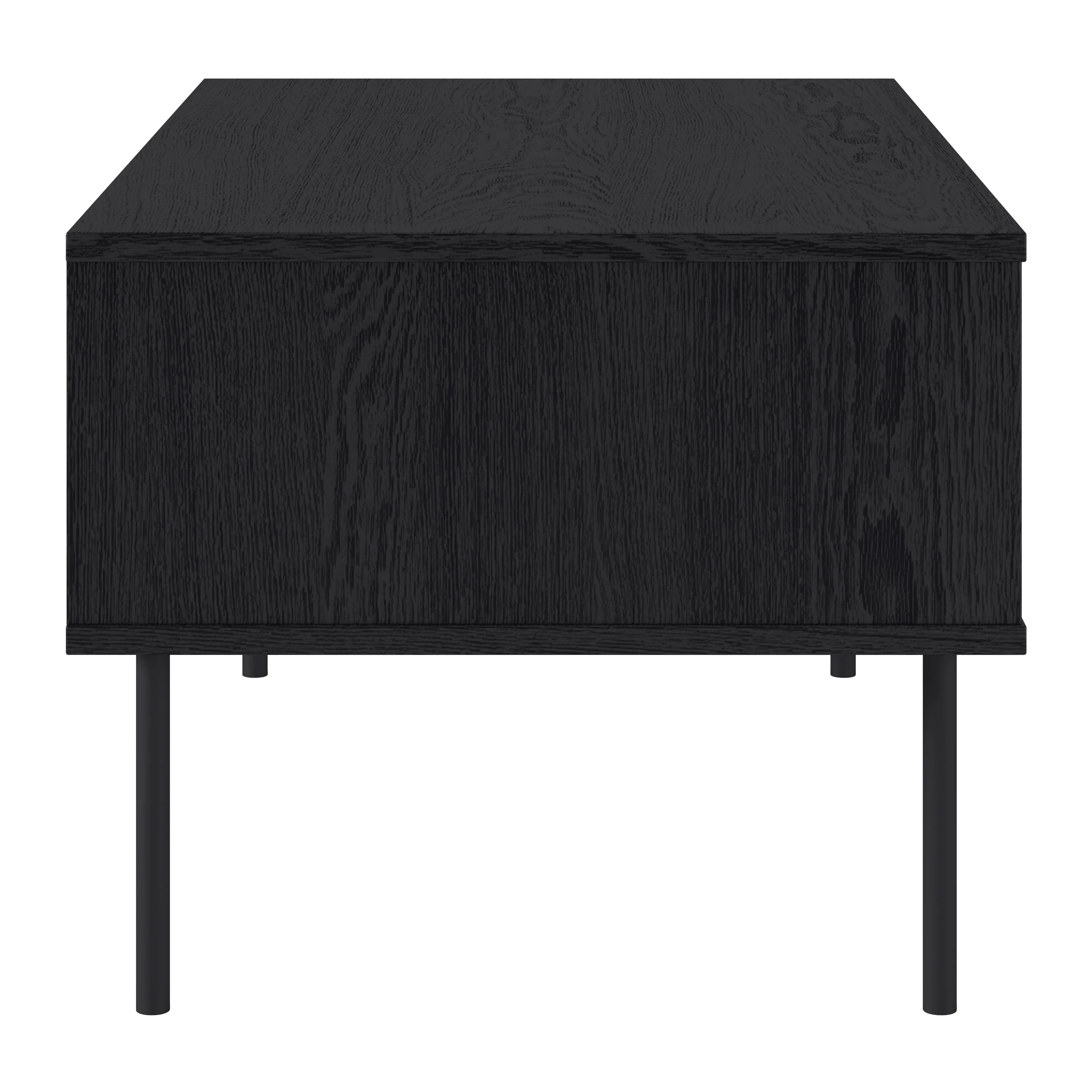Evander Classic Black Fluted Engineered Wood Coffee Table with Metal Legs