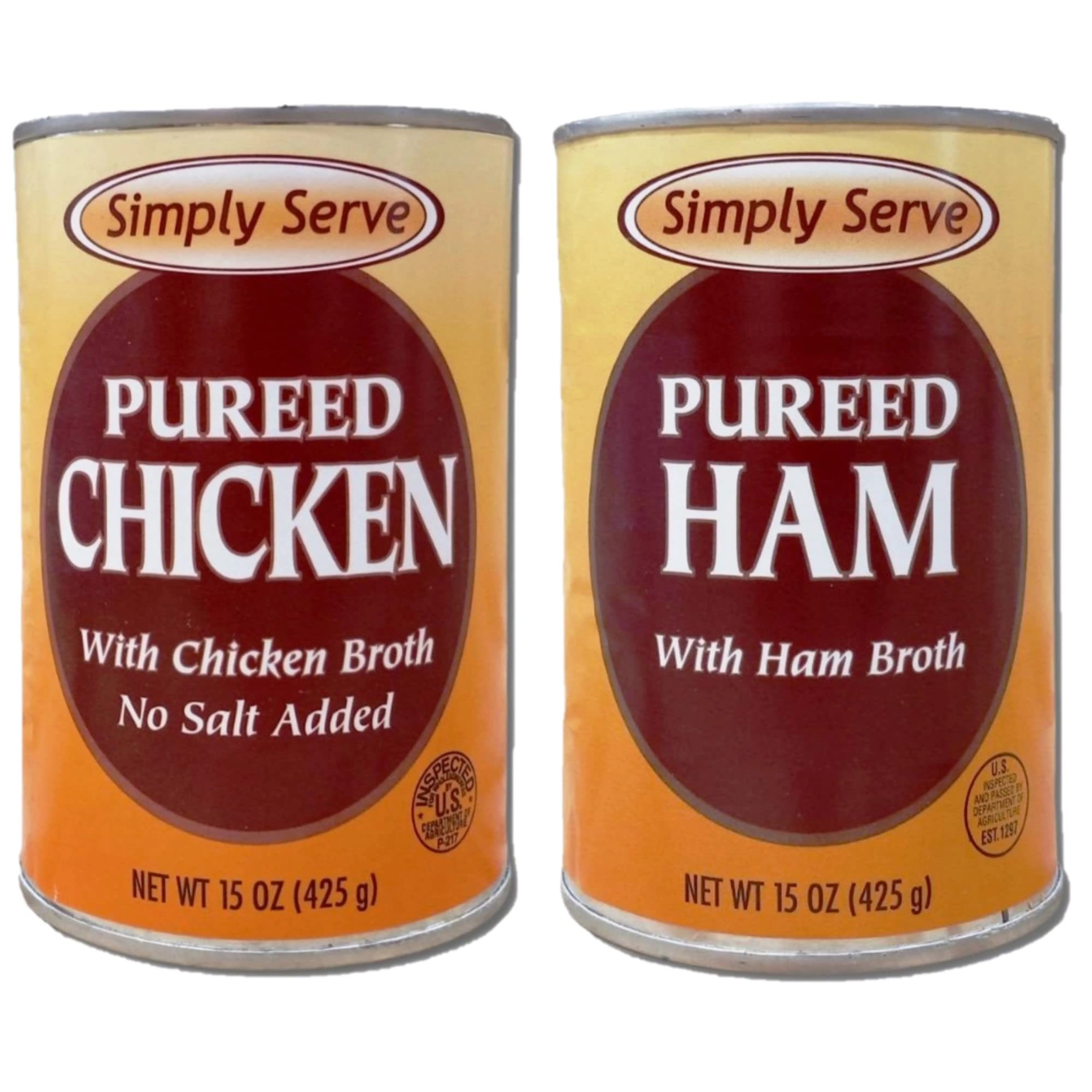 Simply Serve Pureed Meat Variety Pack | 5 Unique Meats |15 Ounce Can | Pack of 5