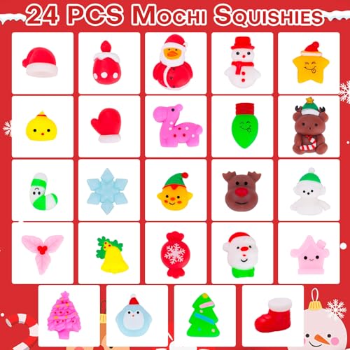 Christmas Advent Calendar 2025 with 24 Stress Balls, Squishy Squeeze Balls Bulk Fidget Toys for Kids Boys Girls, Perfect for School Classroom Rewards, Stocking Stuffers & Xmas Party Favors