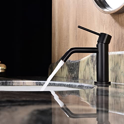 Brushed Gold Vessel Sink Faucet with Pop Up Drain and Supply Lines, Stainless Steel Gold Vanity Faucet Single Hole, JXMMP Single Handle Bathroom Faucet Gold, JXM1001BG