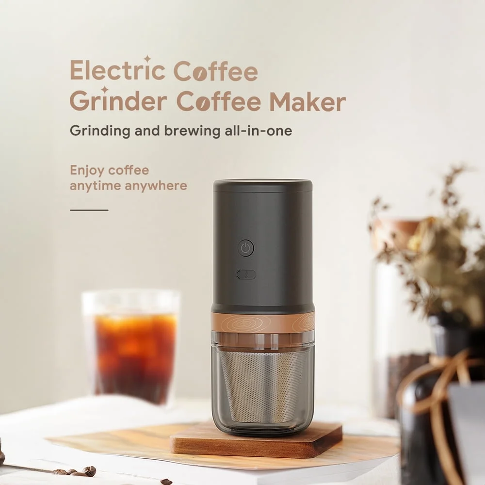 Anself Electric Burr Coffee Grinder 25 Gears Adjustable 24W Portable USB Rechargeable Burr Mill Coffee Bean Grinder with Stainless Steel Core Cleaning Brush for Espresso French Press Drip Coffee Bl