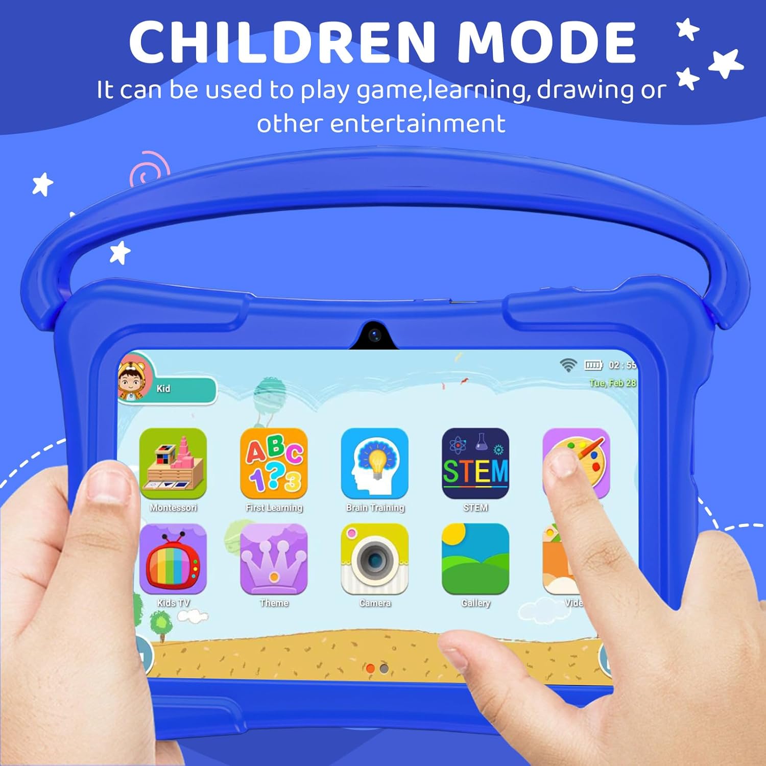 Kids Tablet, 7 inch Android Tablet for Kids, 32GB Toddler Tablet, Tablets for Kids with Bluetooth, GMS, WiFi, Parental Control, Dual Camera, Shockproof Case (Pink red) (Pink) (Blue-2)