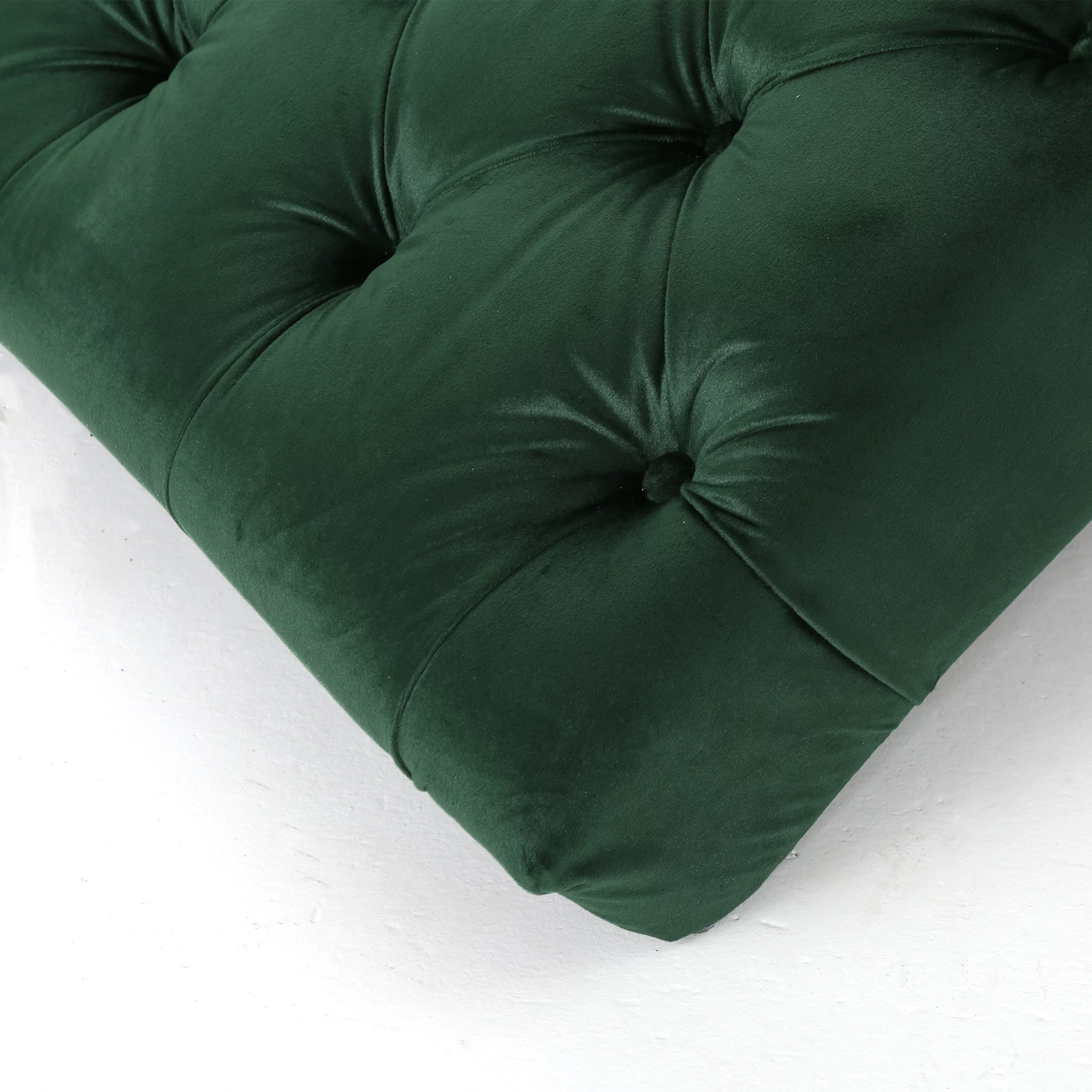 Grasby Tufted Emerald Velvet Chaise Lounge, Emerald and Expresso