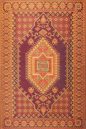 Mad Mats Traditional Outdoor Rug, Reversible Plastic Mat (6' x 9', Oriental Turkish - Rust)