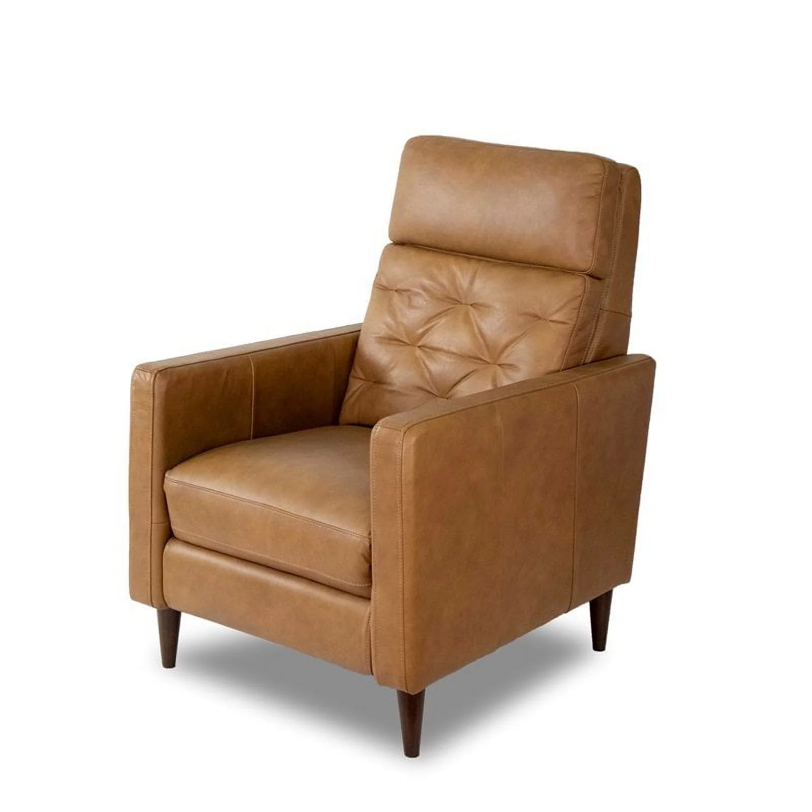 Felina Mid-Century Modern Tight Back Genuine Leather Recliner Chair in Tan