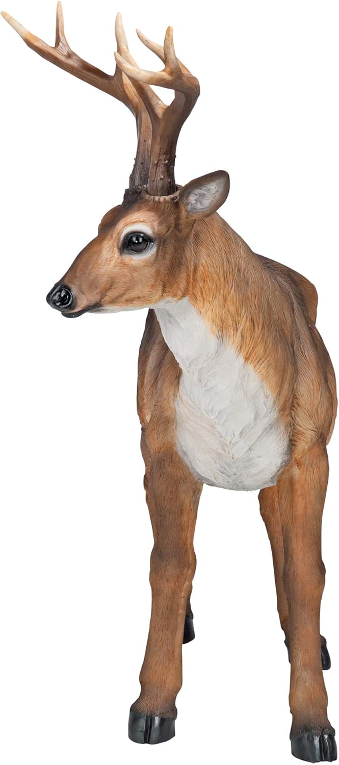 Design Toscano JQ7105 Big Rack Deer Buck Indoor/Outdoor Garden Decoy Animal Statue, 28 Inches Long, 24 Inches Tall, Handcast Polyresin, Brown Finish