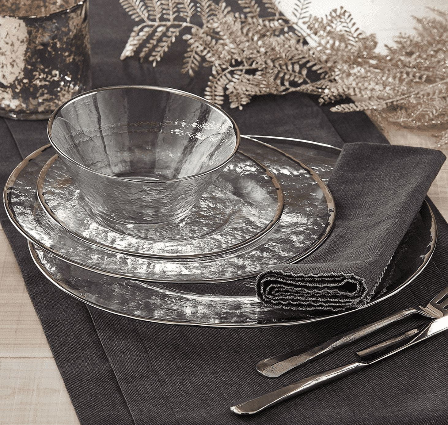 Split P Metallic Rim Glass Platter | Silver
